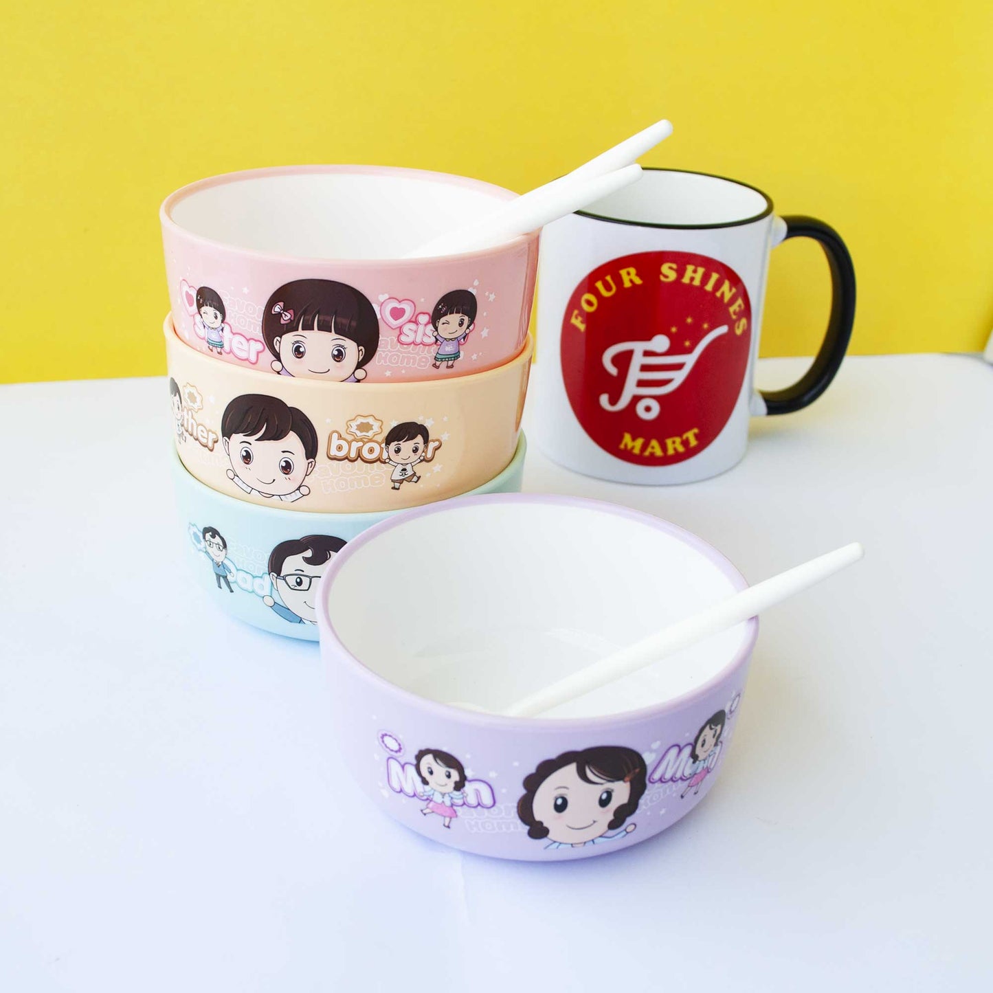 Plastic Bowls Imported For Children (Set of 4Pcs) - Cartoon Paradise