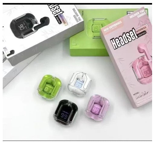 Air 31 Ear Buds with Crystal Transparent Case Type Charging Bluetooth 5.3 wireless | NEW MODEL