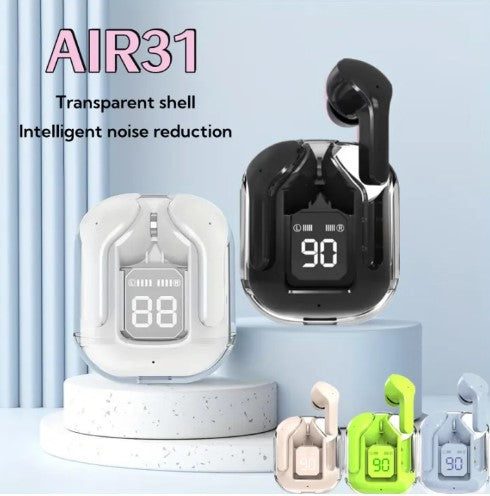 Air 31 Ear Buds with Crystal Transparent Case Type Charging Bluetooth 5.3 wireless | NEW MODEL